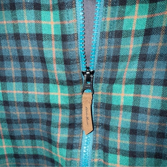 Eddie Bauer Men's Blue and Green Plaid Fleece-Lined Jacket Size Large - Picture 4 of 6